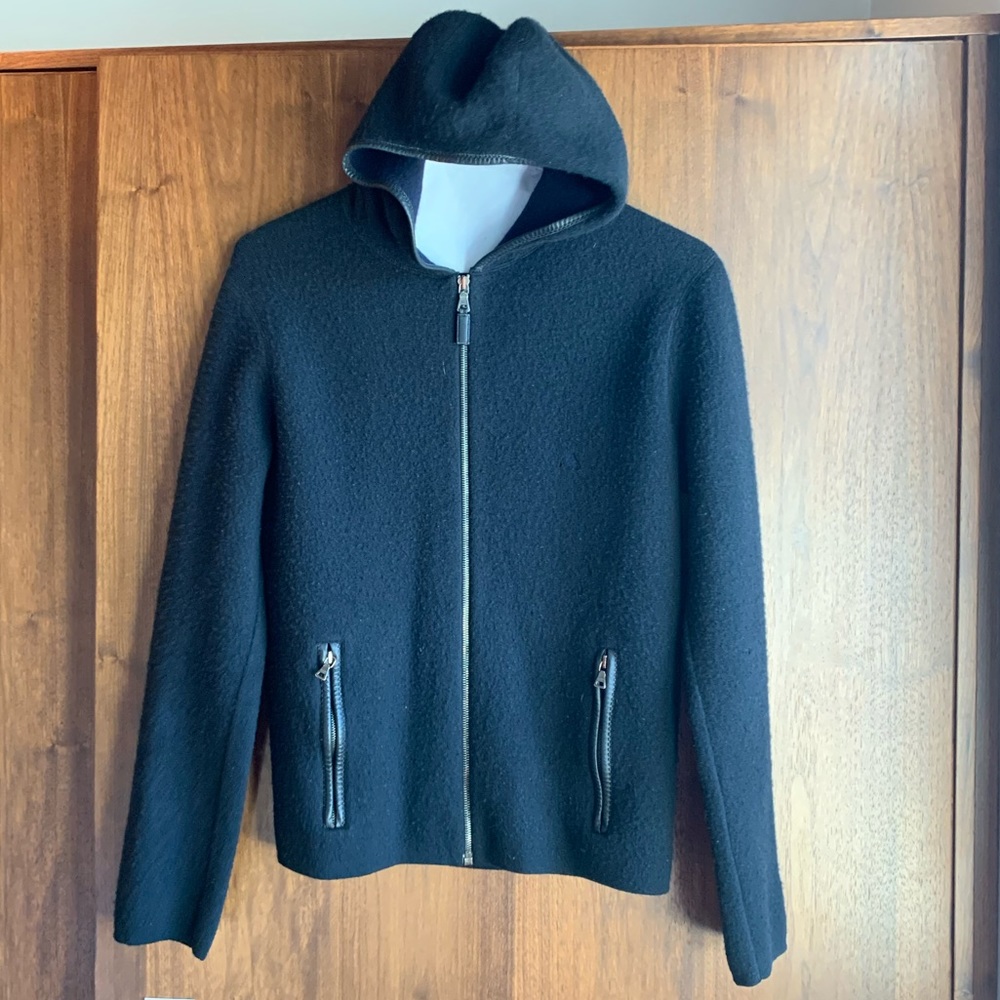 PRADA wool/cashmere & leather hoodie, M